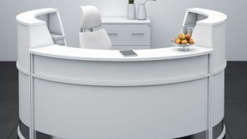 White & round style reception desk for salon office or bank
