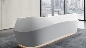 White streamline office reception desk for salon and hotel