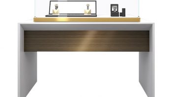 White Jewelry Display Table with Countertop Glass Display Case
