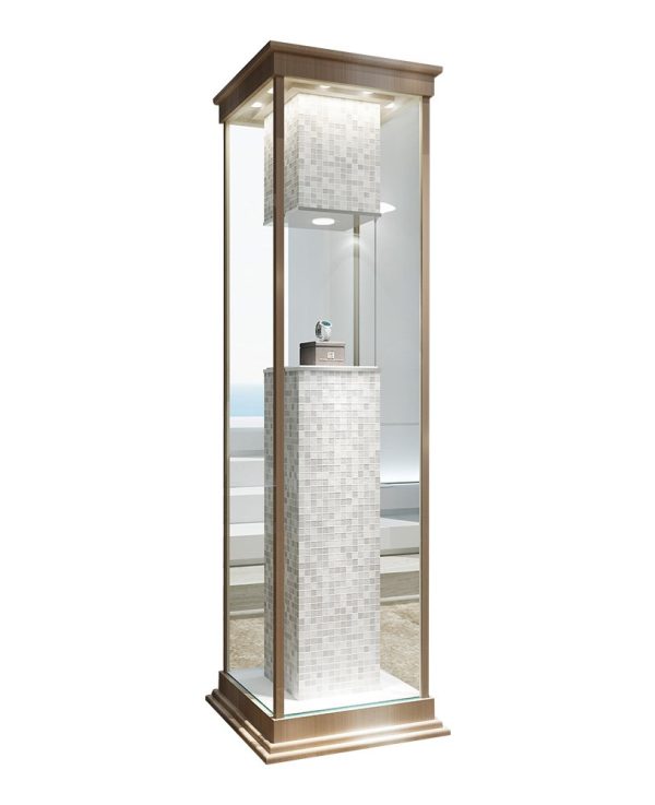 Free Standing Metal Glass Jewelry Pedestal Showcase Stands