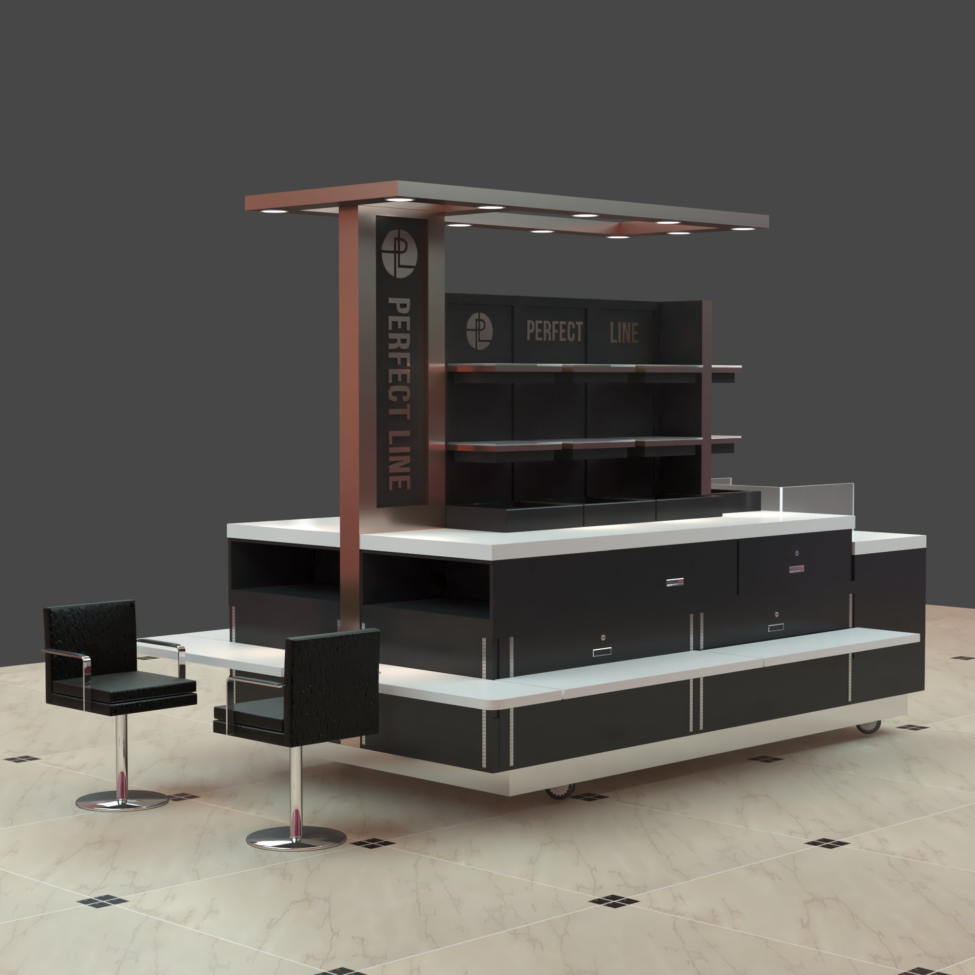 RMU retail shelf booth hair extension display stall mall kiosk for sale