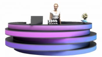 Unique reception counter with gradient color round shape desk