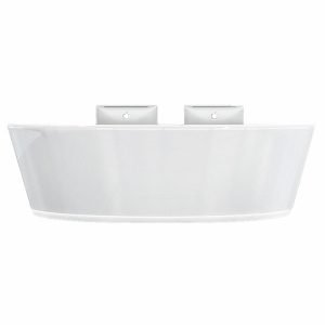 White color glossy paint finish curve shape office front desk