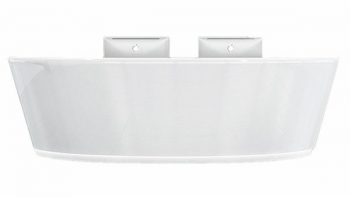 White color glossy paint finish curve shape office front desk