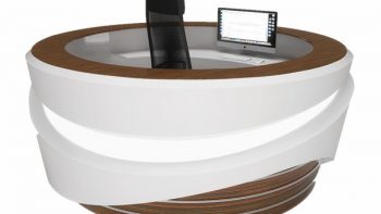 Round shape office counter customize reception desk design