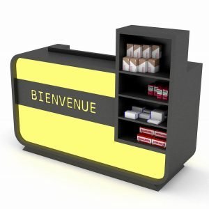 Pharmacy store cashier counter medicine display shelf
