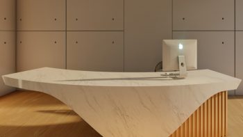 Unique reception counter design company front desk
