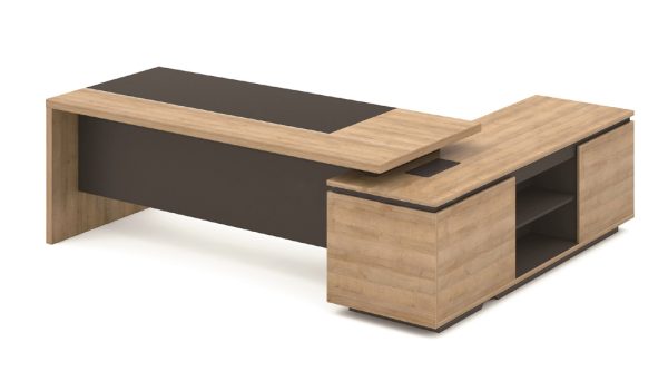 Custom wood company office front counter reception desk