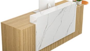 Wooden strip decoration company reception counter for sale