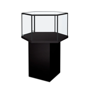 black pedestal display case