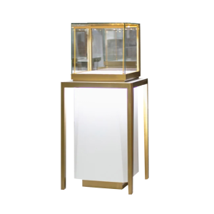 Pedestal Display Case with Glass Top Storage Cabinet - Elegant Design