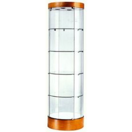 Wood Veneer Round Tower Display Case with Electronic Lock for ...