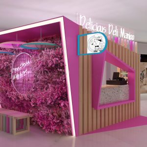 Mall Pink Romantic High Quality bread kiosk food stand for sale