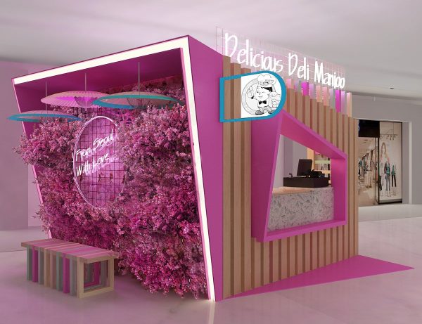 Mall Pink Romantic High Quality bread kiosk food stand for sale