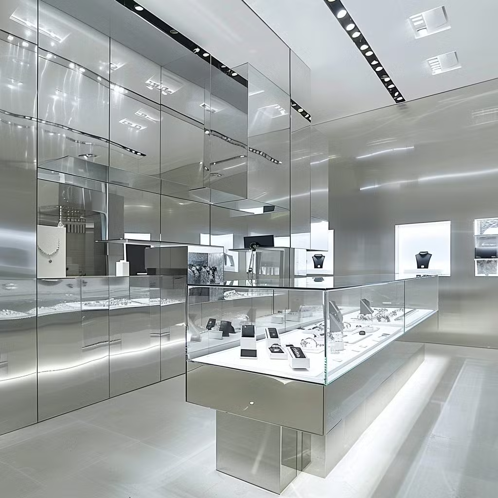 mirror jewelry shop design
