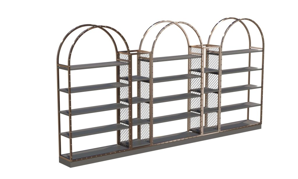 black metal shelving